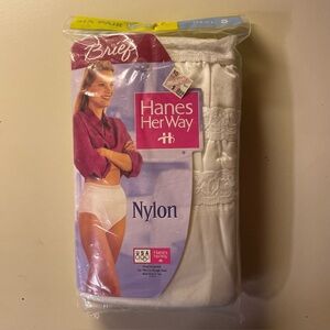 VINTAGE Deadstock 1996 Hanes Her Way White Nylon Briefs
